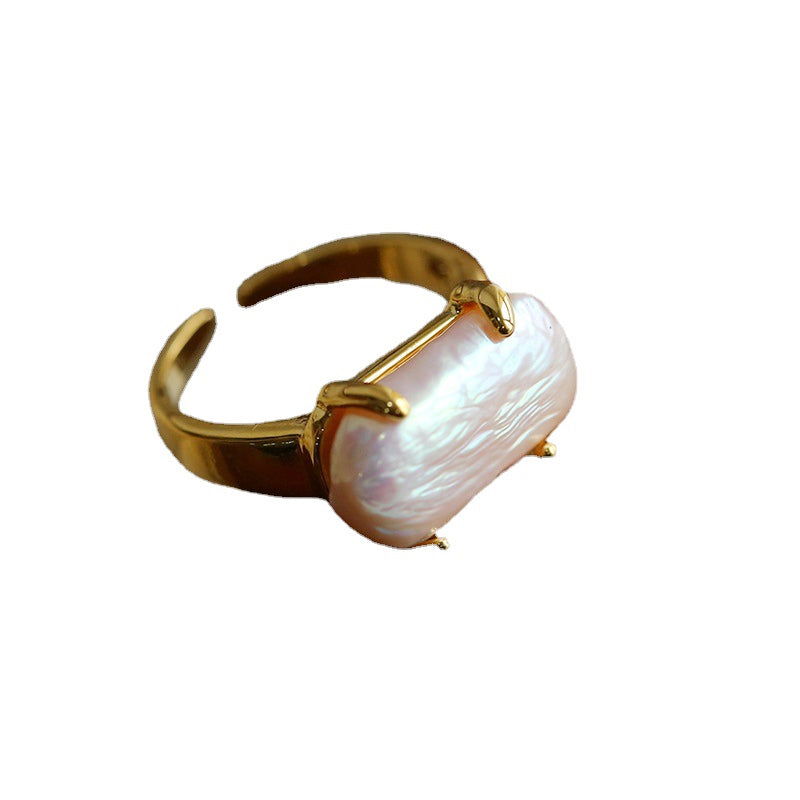 CLAW-SET BAROQUE PEARL RING
