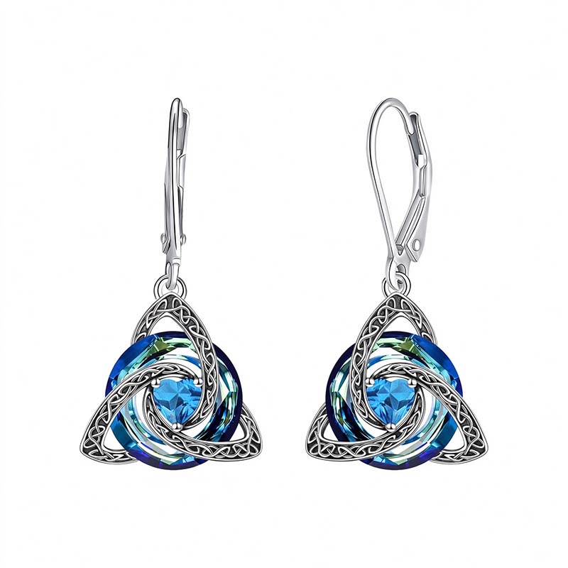 Elegant Celtic Knot Birthstone Drop Earrings