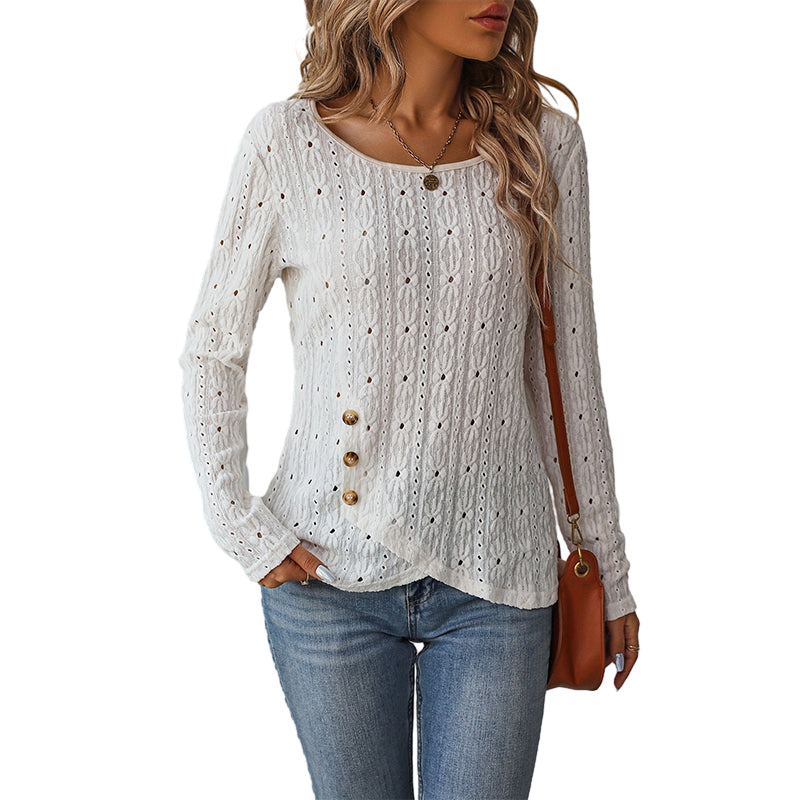 Skeleton Jacquard Button Down Blouse