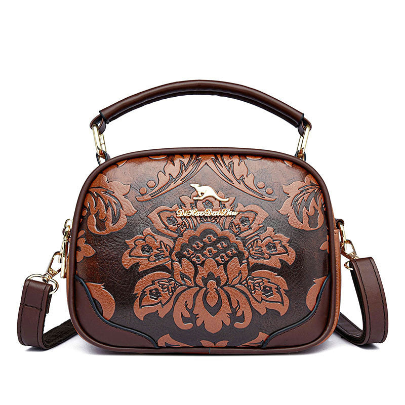 Floral Embossing Handbag For Women