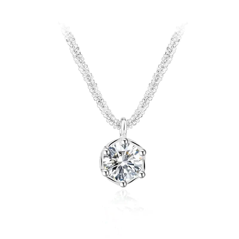 Six Prong Moissanite Necklace