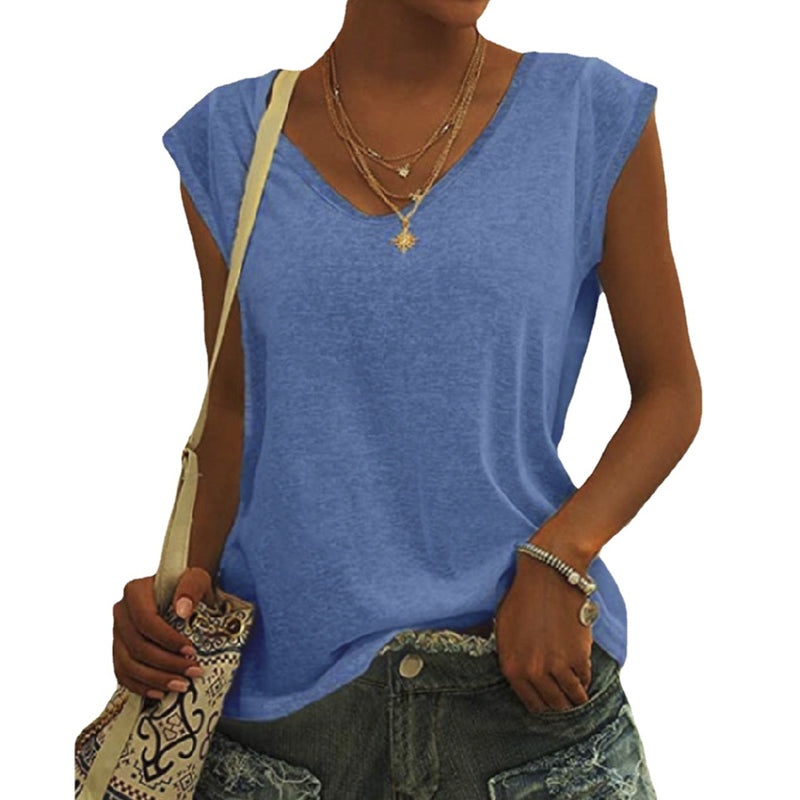 V Neck Sleeveless Regular T-shirt