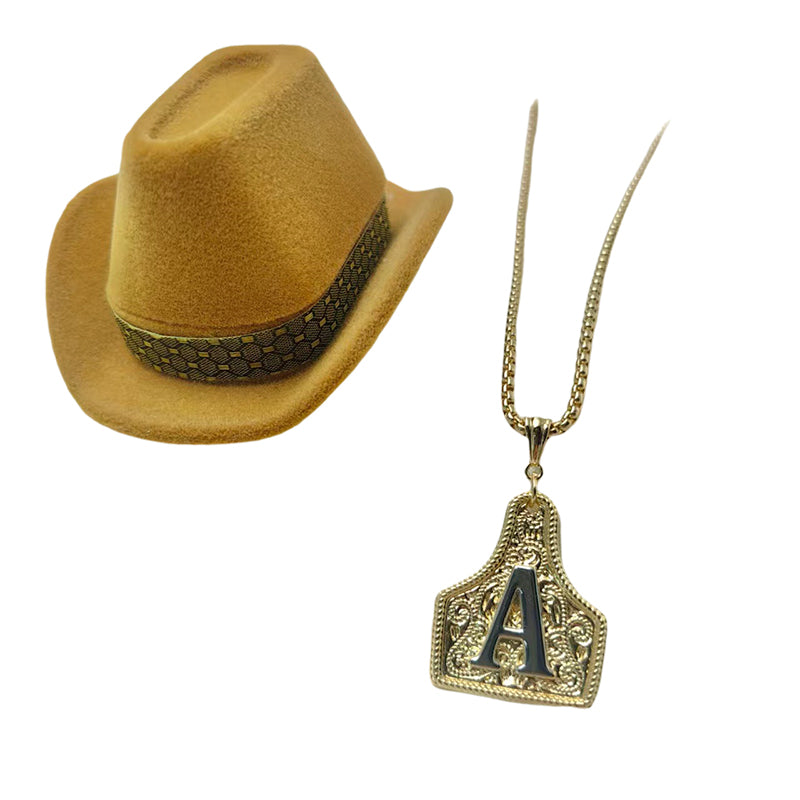 Cow Tag Initial Necklace