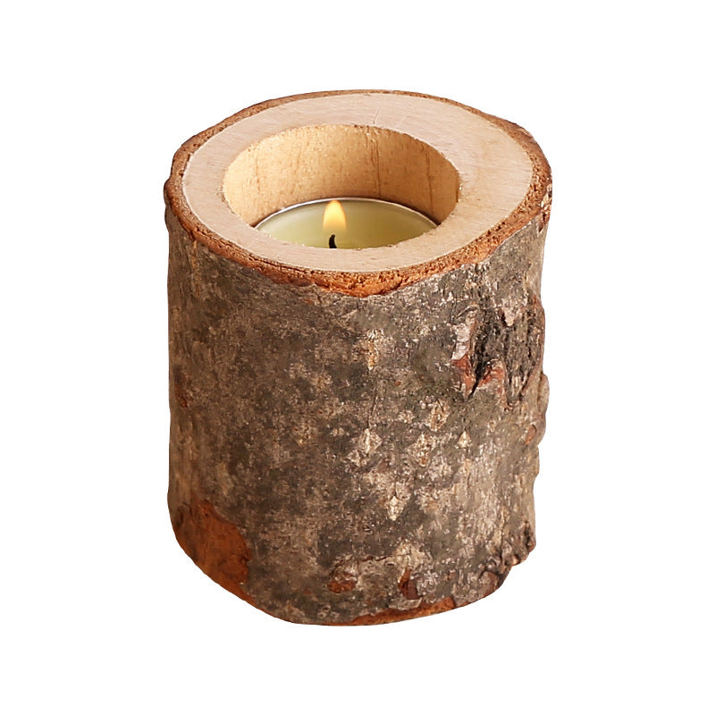 Log Color Stump Candle Holder