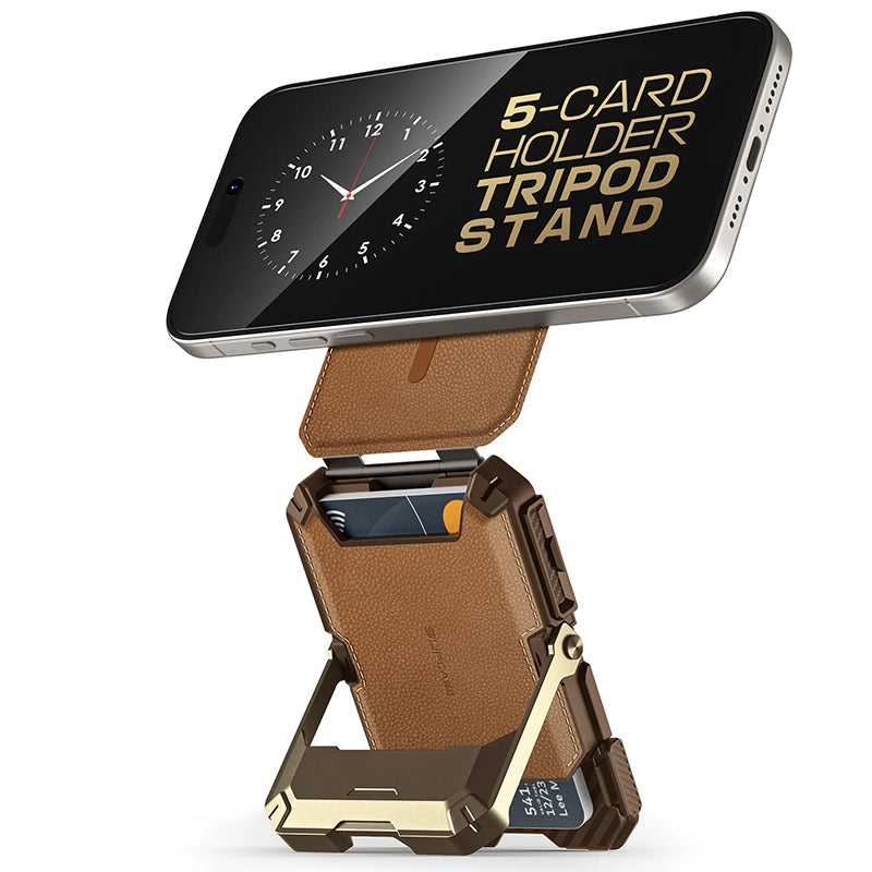 Magnetic Wallet with Stand-Gold