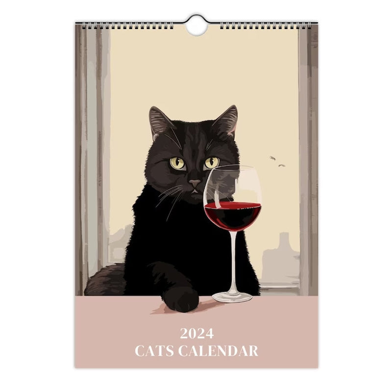 2024 Wall Calendar Illustrated Cats