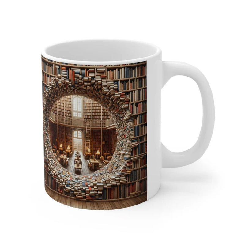 3D Bookshelves Library Book Lover Ceramic Mug