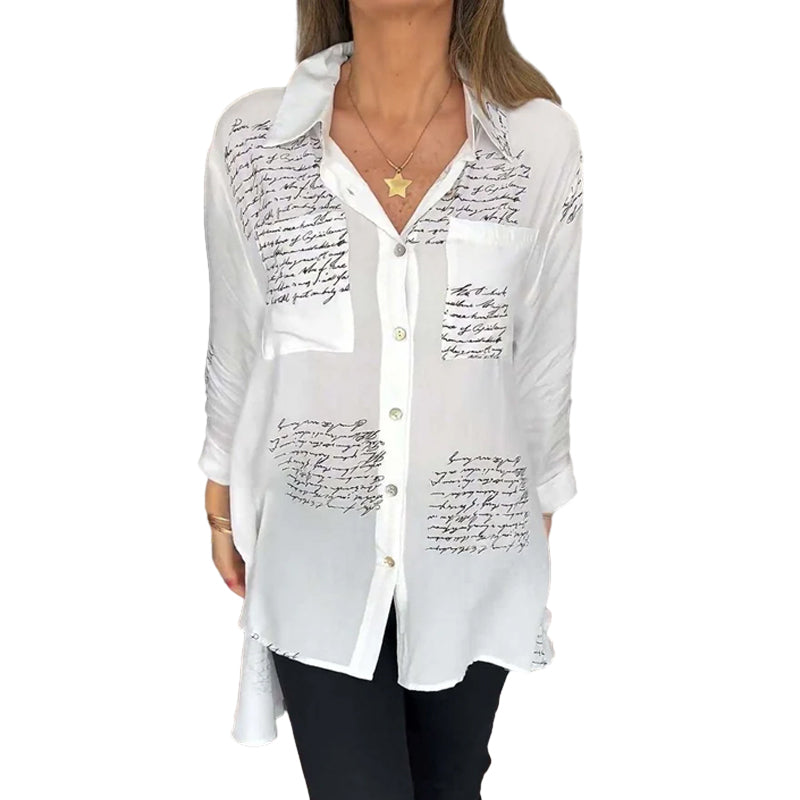 New Letter Print Fashion Lapel Shirt-Pre Sale