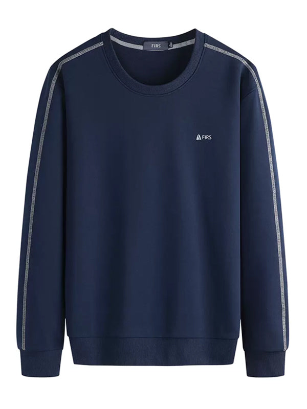 Contrast Embroidered Crew Neck Pullover Top