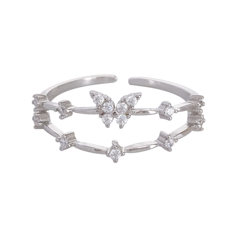 Double Butterfly Zircon Ring