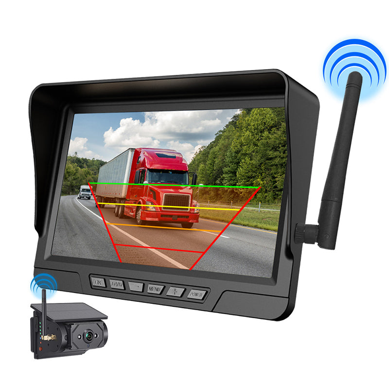 Wireless Backup Camera Magnetic Solar 7" DVR Monitor