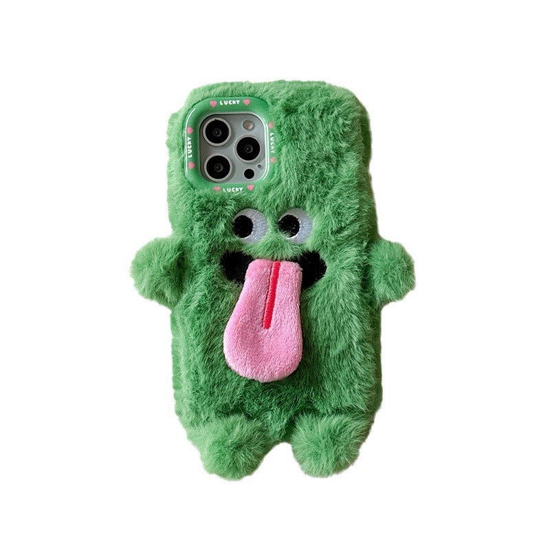 Funny Tongue Sticking Out Plush Mobile Phone Case For iPhone