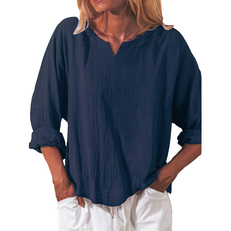 Womens Casual Solid V Neck T-shirt