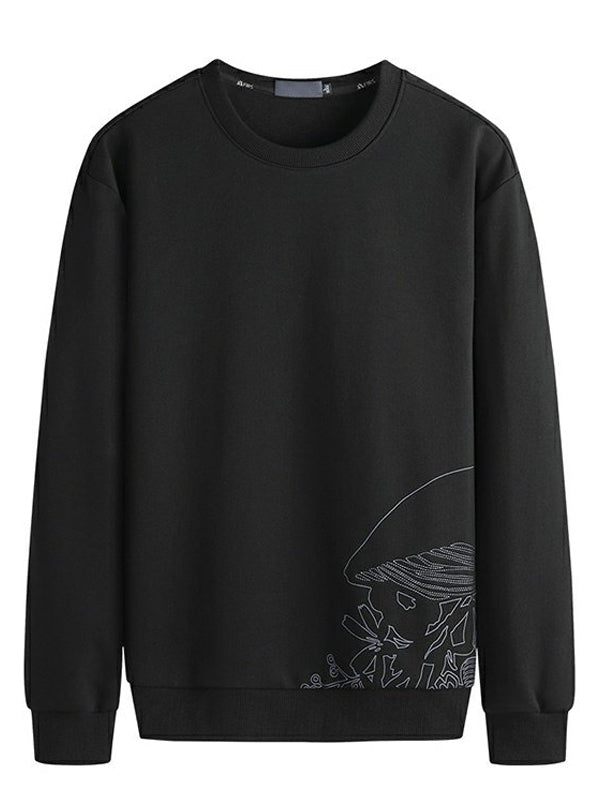Printed Crew Neck Long-sleeve Top