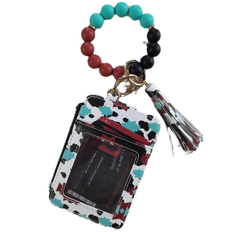 Stylish card holder with silicone bead bracelet