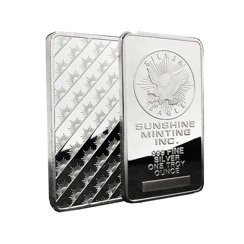 Embossed Large Eagle Square Silver Bar