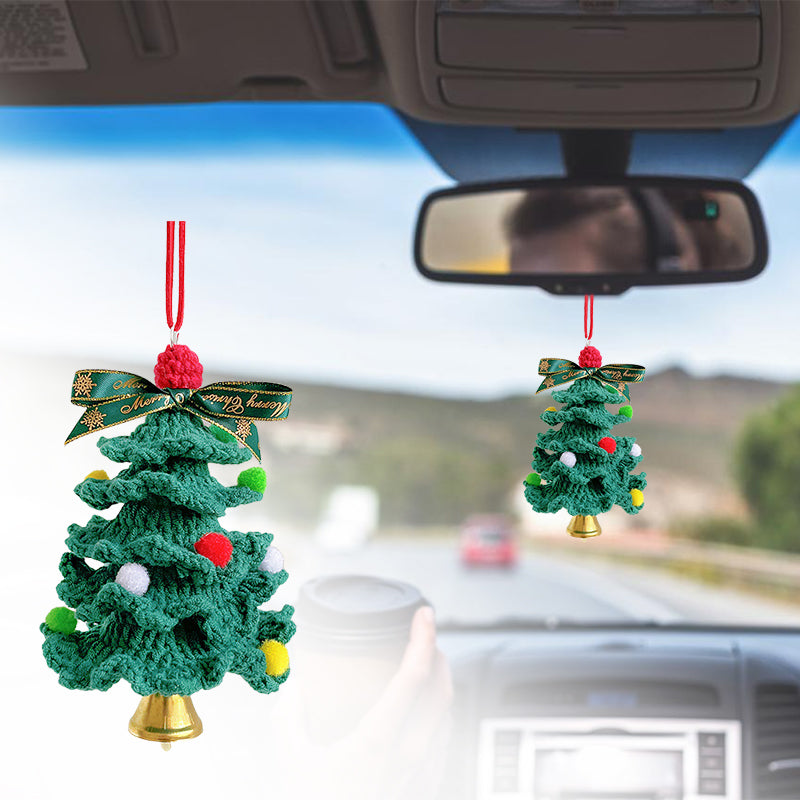 Car Christmas Decorations Hanging Crochet Mini Christmas Tree Pendant