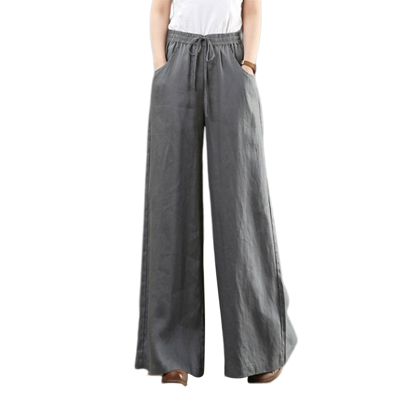 Plain High-waisted Trousers