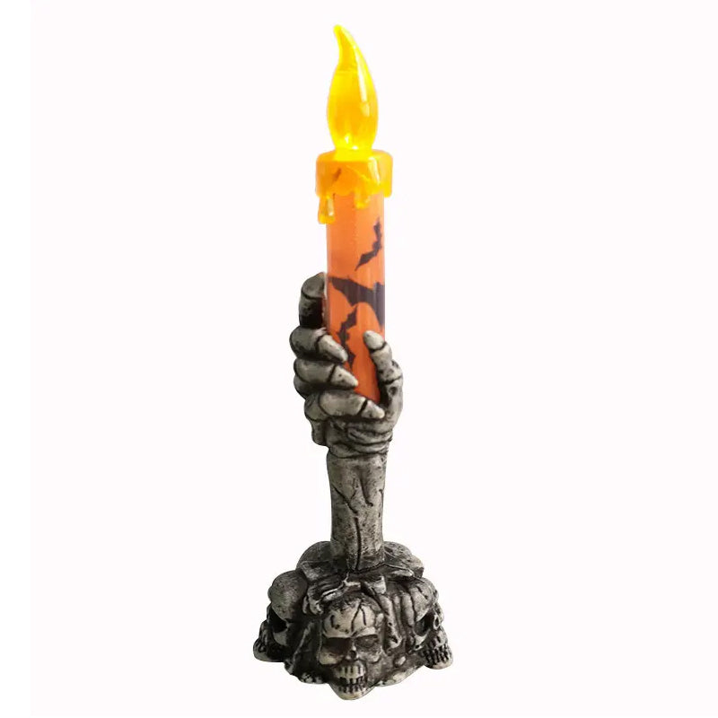 Halloween Skeleton ghost holding candle light