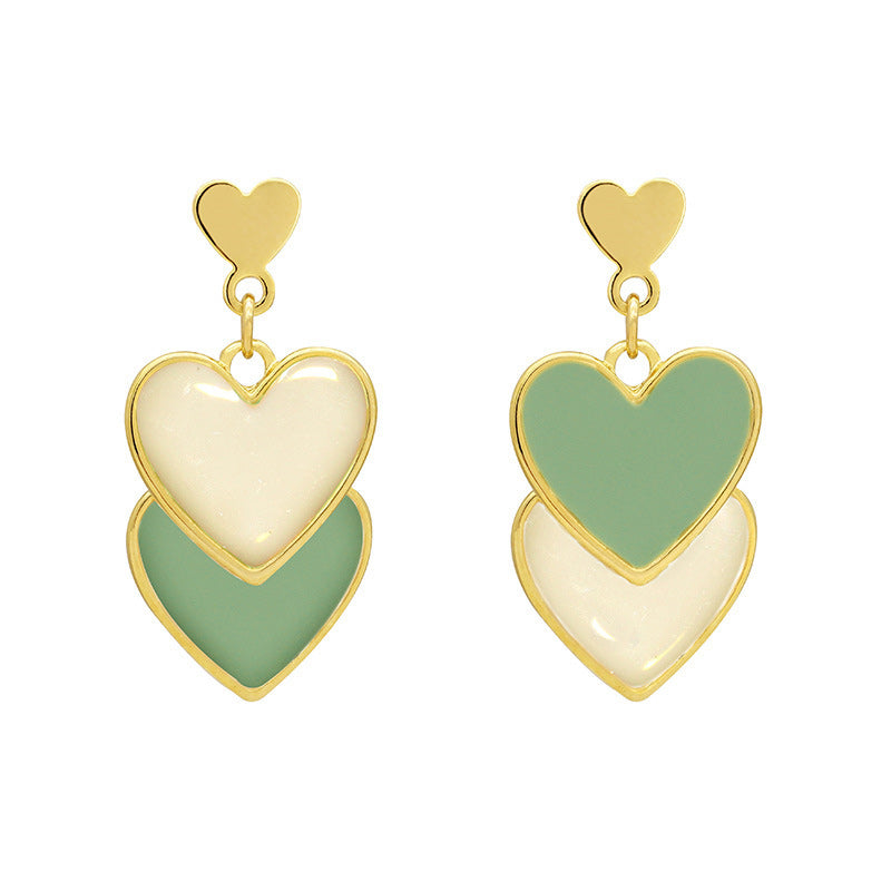 Green Heart Shape Earrings