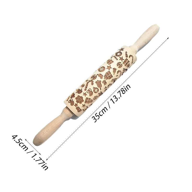 Carved beech wood rolling pin