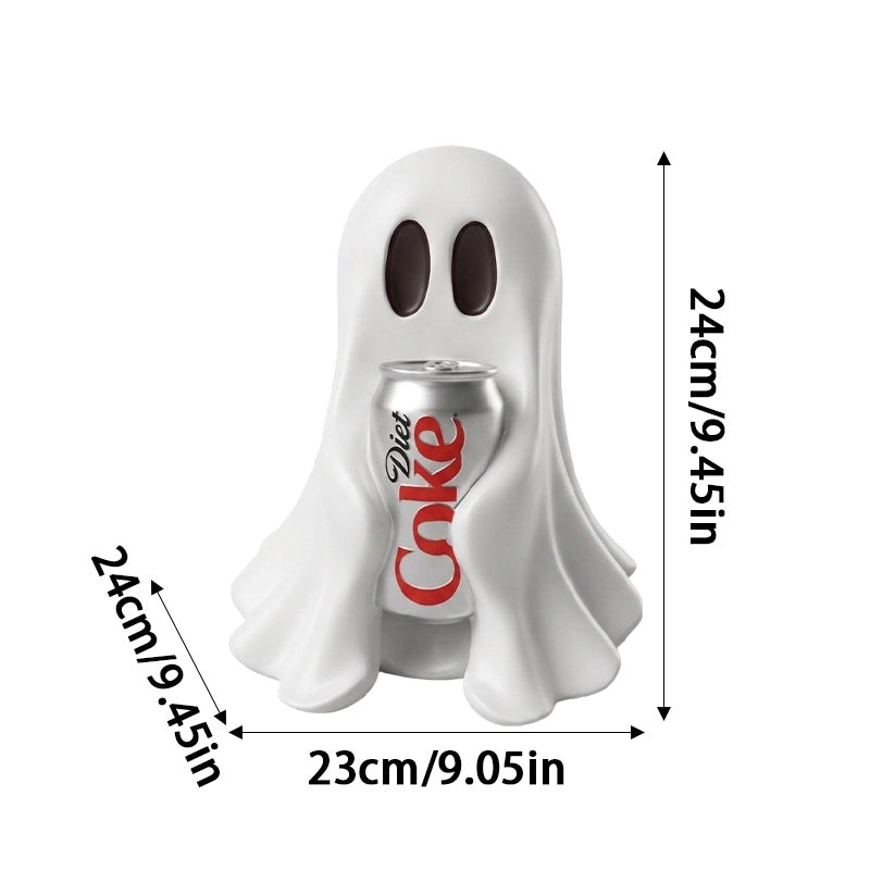 Resin Ghost Statue Holding Soda Can