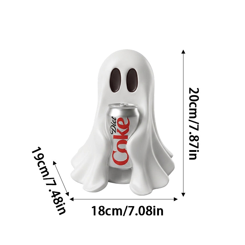 Resin Ghost Statue Holding Soda Can