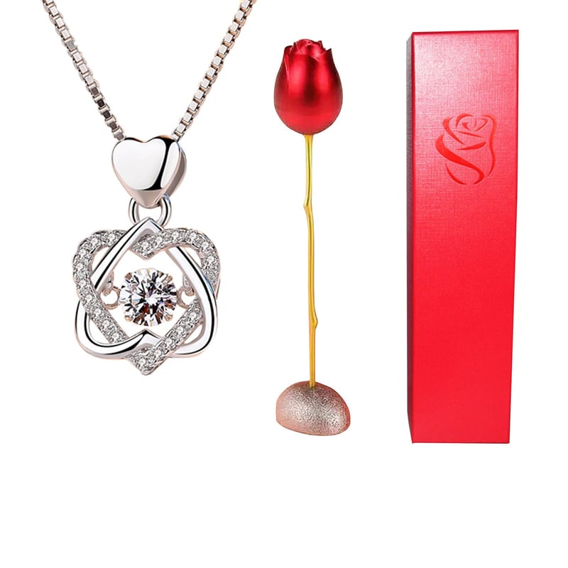 Heart necklace Set with rose