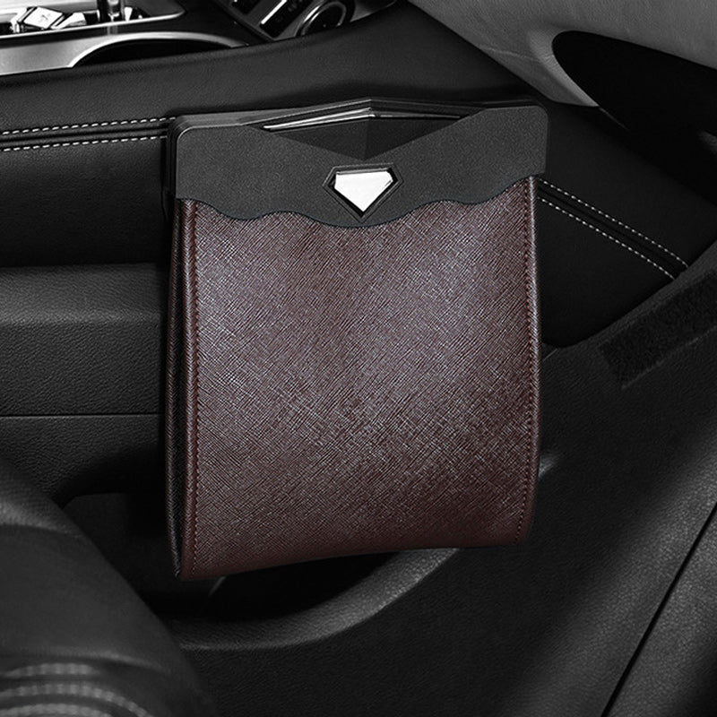 Waterproof Car Leather Trash Can