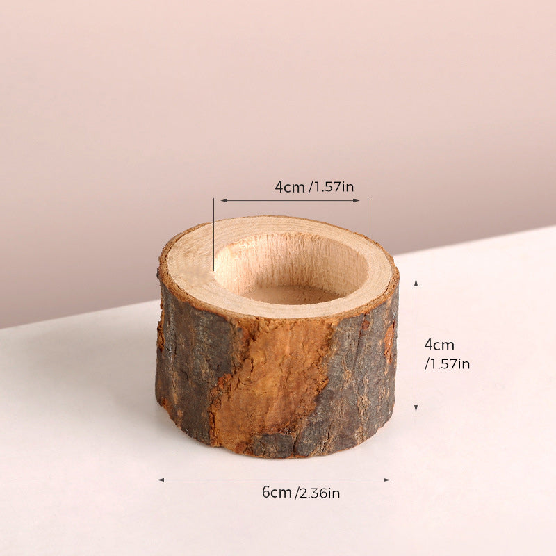 Log Color Stump Candle Holder