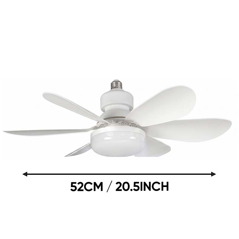 Six-blade gourd-shaped off-white ceiling fan light