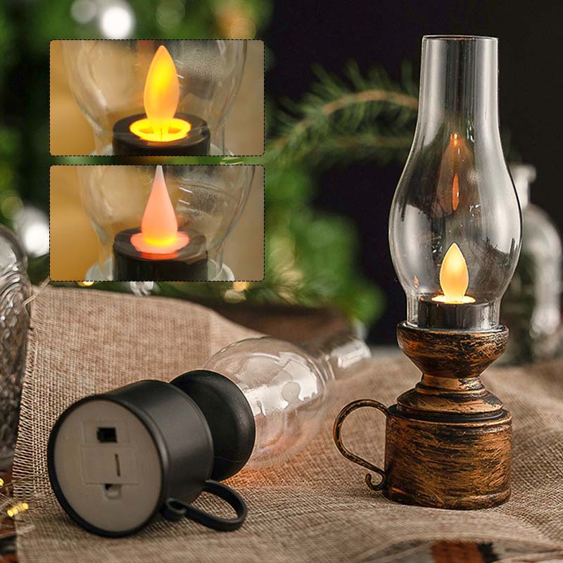 ✨🕯️LED Vintage Kerosene Lamp Electronic Swing Candle