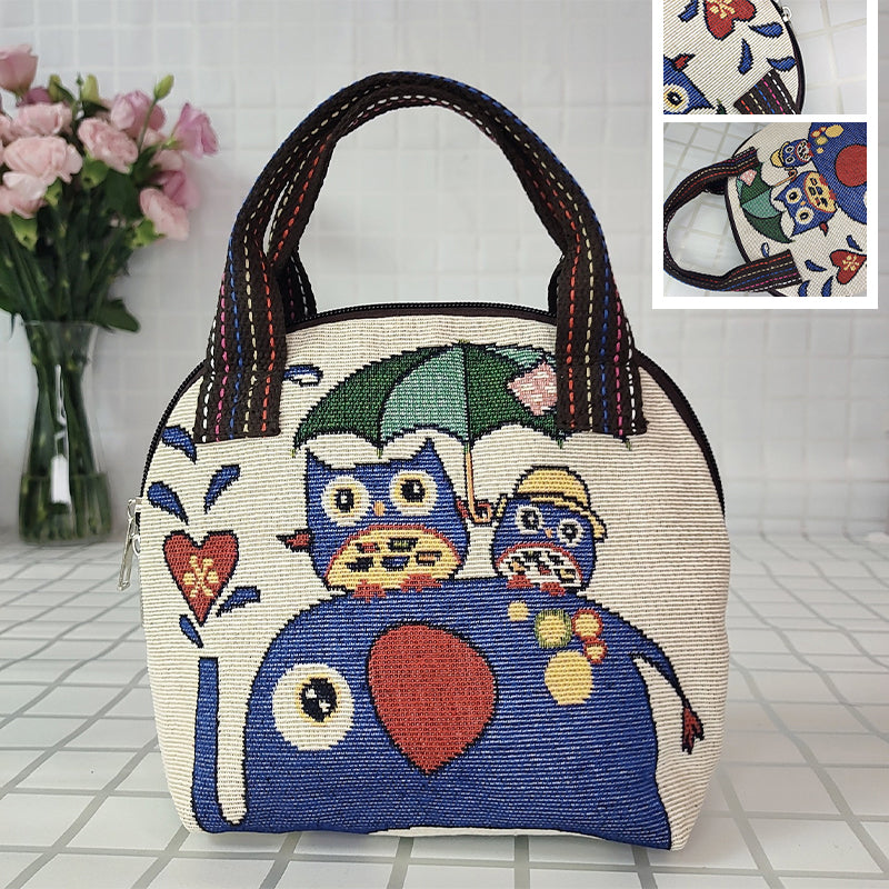 Embroidered Shell Canvas Bag