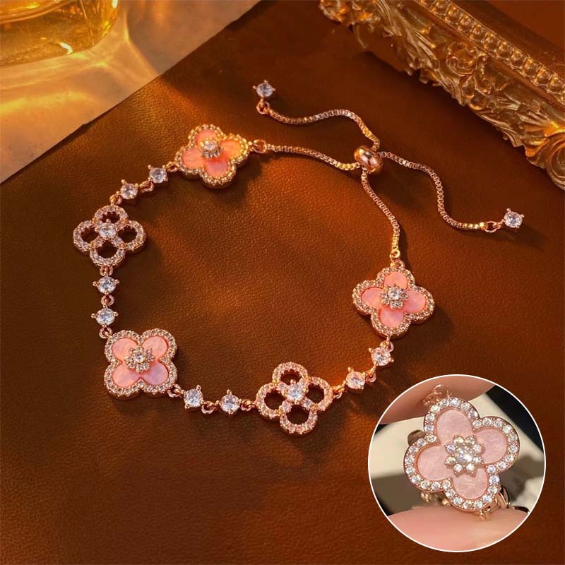 Pink Four-Leaf Clover Bracelet