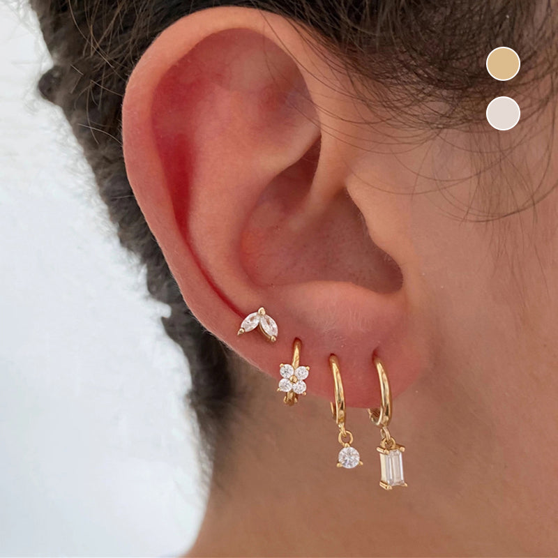 Geometric Flower Stud Earrings Set