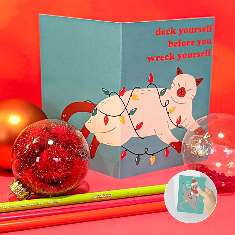 Funny Christmas Cat Greeting Card