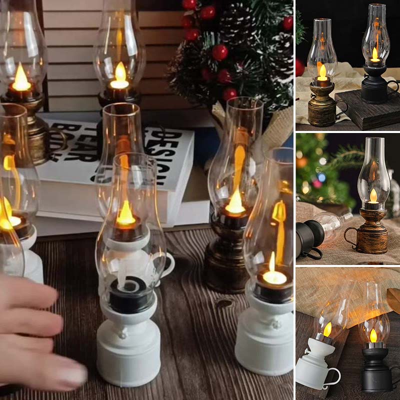 ✨🕯️LED Vintage Kerosene Lamp Electronic Swing Candle