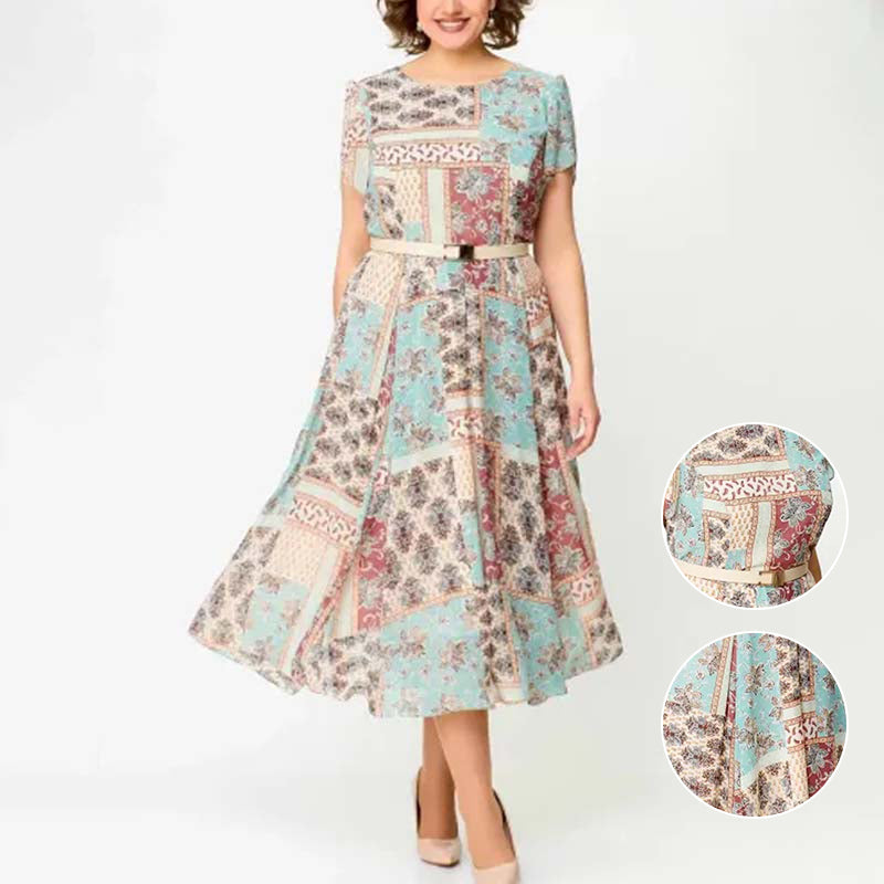 Comfortable and Elegant Patchwork Printed Dress