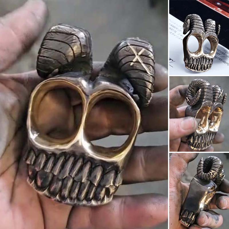Handmade Ram Horn Skull Knuckles