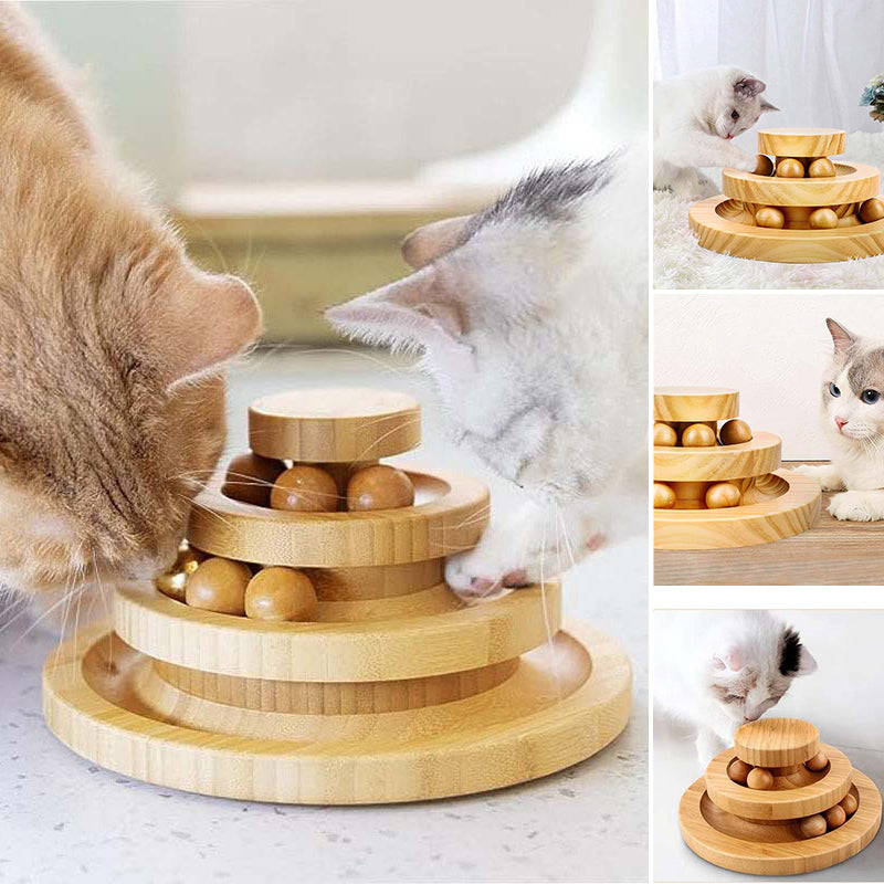 Hand Crafted Interactive Cat Ball Track Tower