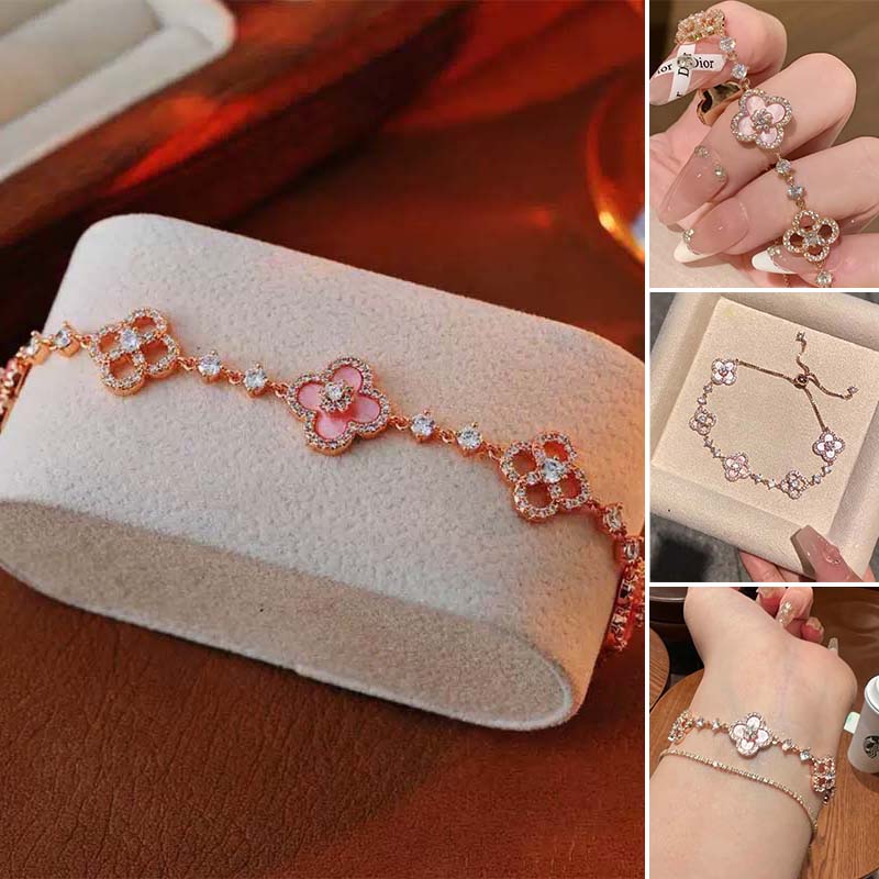 Pink Four-Leaf Clover Bracelet