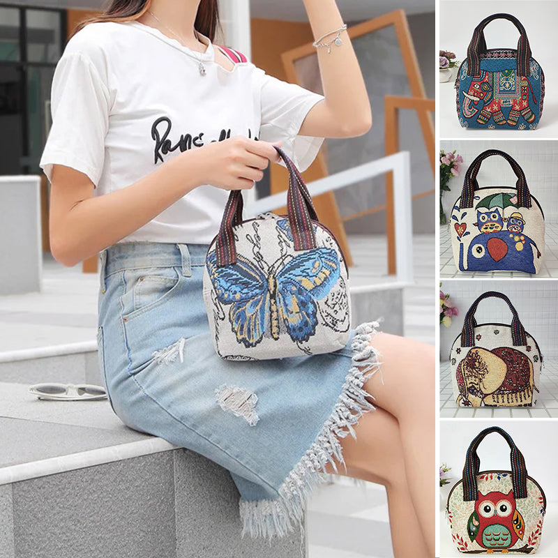 Embroidered Shell Canvas Bag