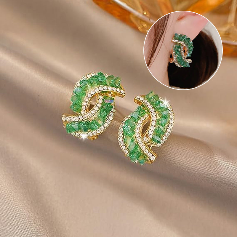 Fashion Cross Green Crystal Earrings