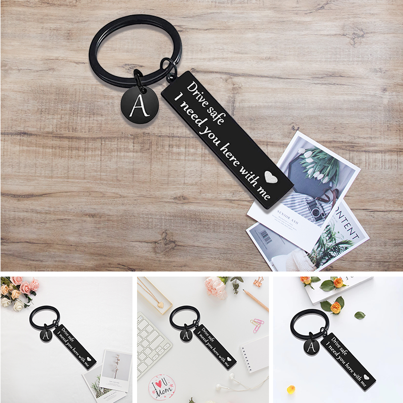 Drive safe black keychain