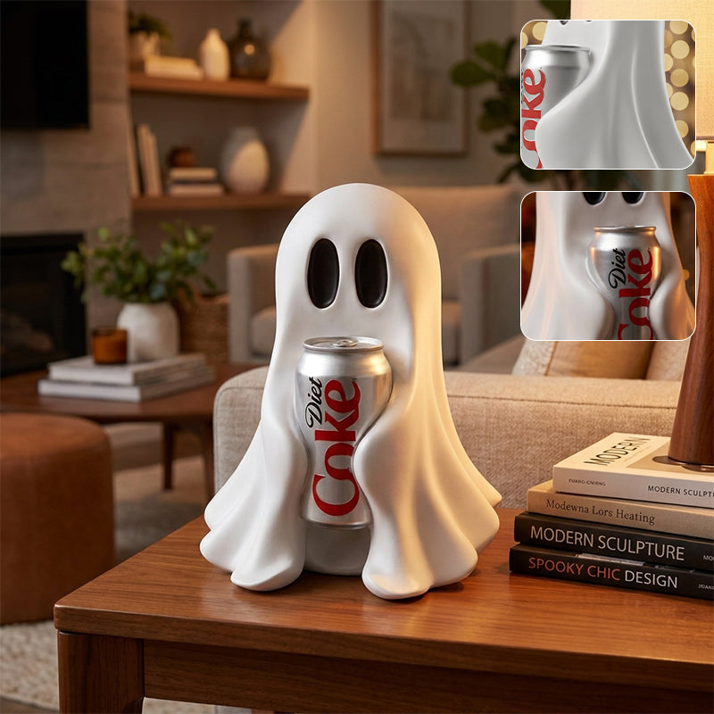 Resin Ghost Statue Holding Soda Can