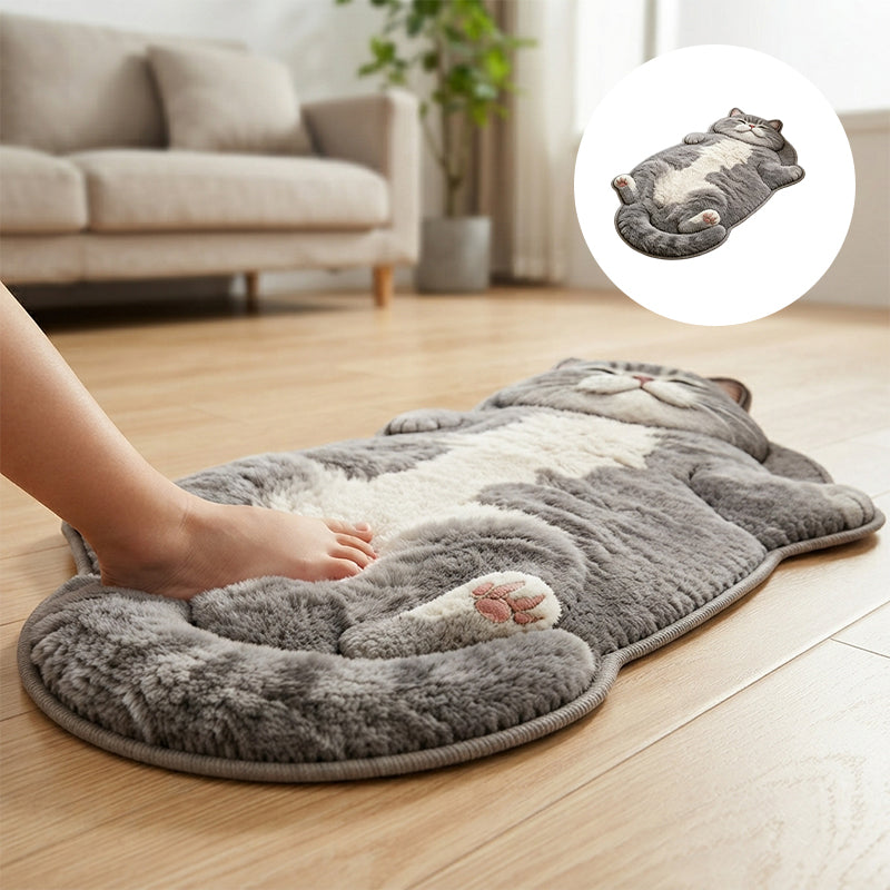 Lazy Cat-Shaped Faux Cashmere Rug
