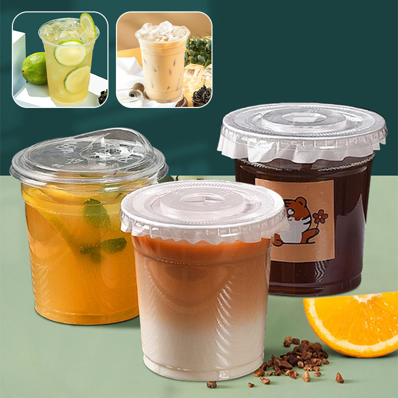 Clear Plastic Cups with Flat Lids
