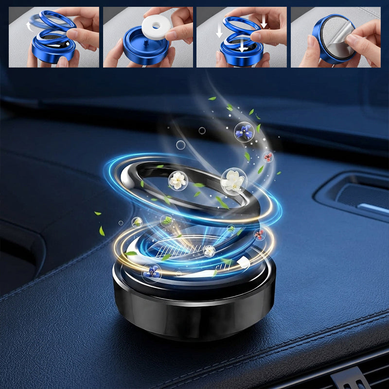 Solar-Powered Dual-Ring Rotating Car Aroma Diffuser