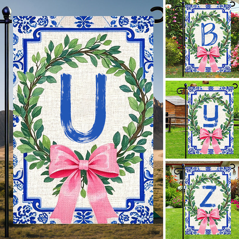 Letter Floral Garden Flag