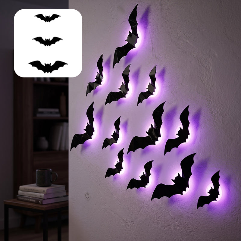 3D Halloween Bat LED Wall Decor Set